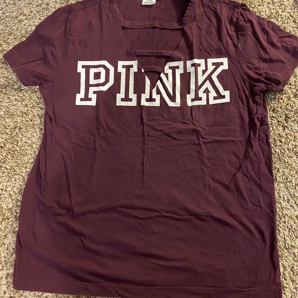 Pink ripped front tee